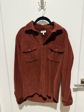 Reiss Men's Corduroy Shacket in Rust Brown